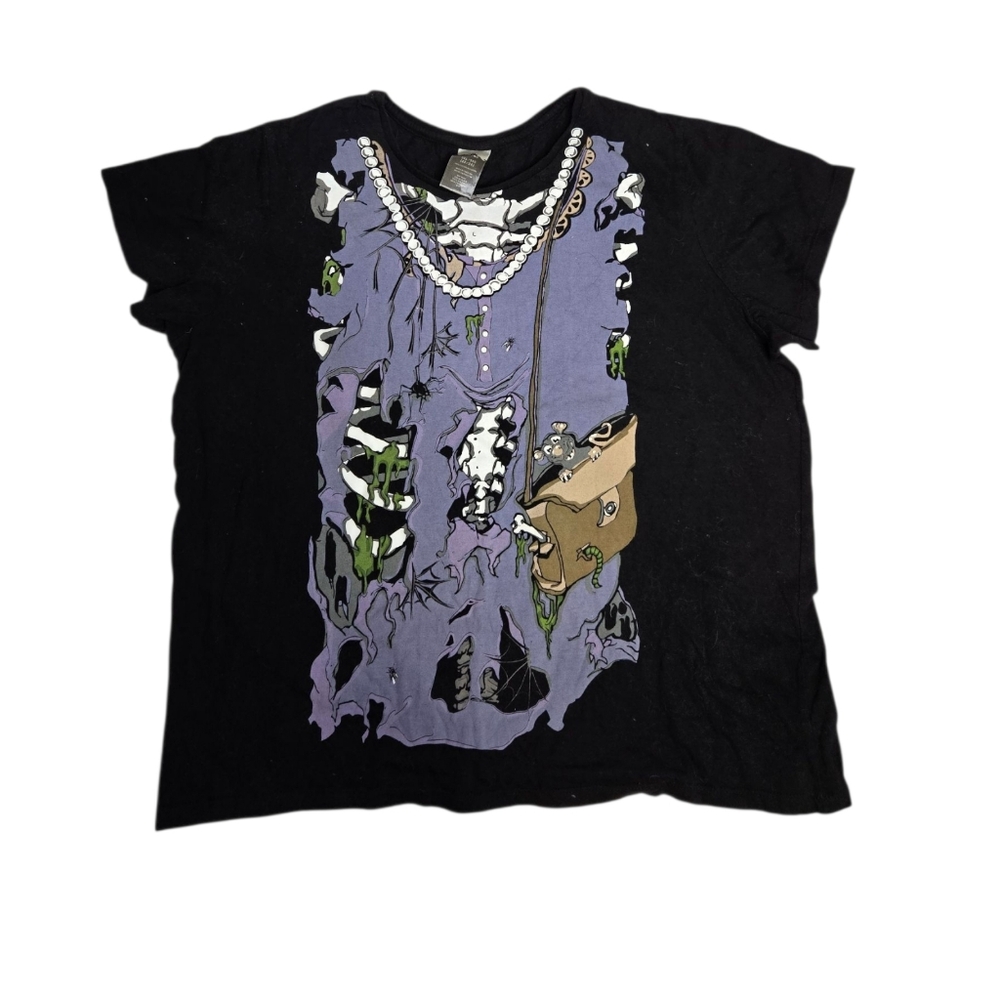 HALLOWEEN zombie‎ costume black short sleeve crew neck witchy shirt 3X